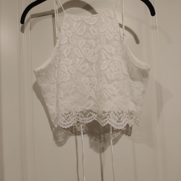 Lulu's Midnight Memories White Lace Two-Piece Wedding Dress - Picture 5 of 9